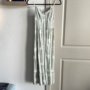 Green floral maxi summer dress